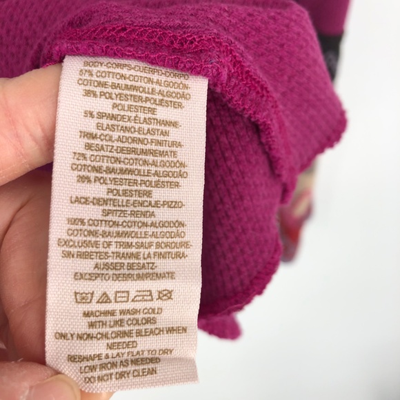 Free People Thermal Top Size M Purple Fitted Notch Neck Crochet Long Sleeve - Picture 9 of 16